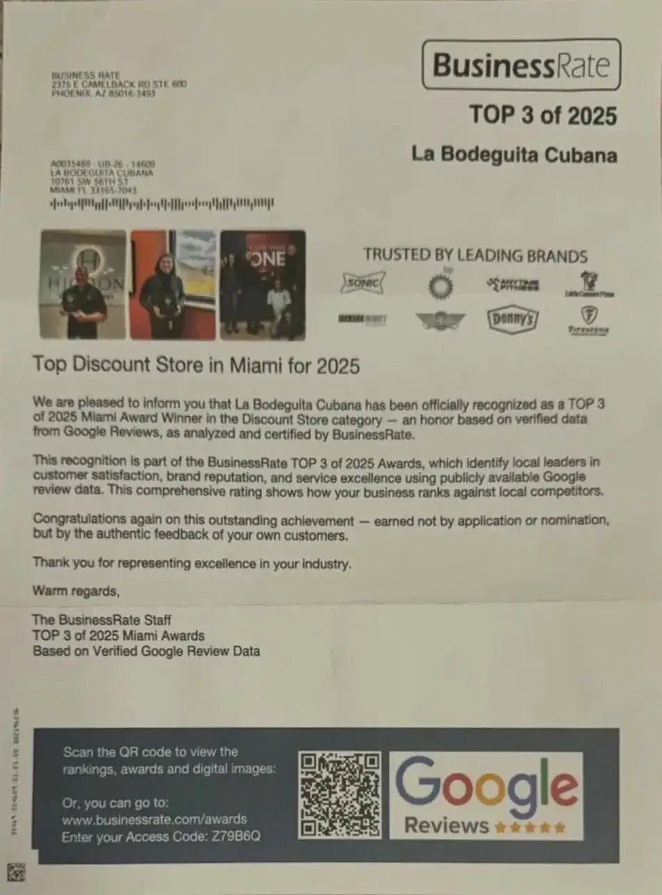 Certificado TOP 3 2025 BusinessRate